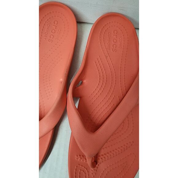 Crocs kadee II Women's Size 8 Coral Orange thong flip flop slides Slip Ons - Picture 5 of 15